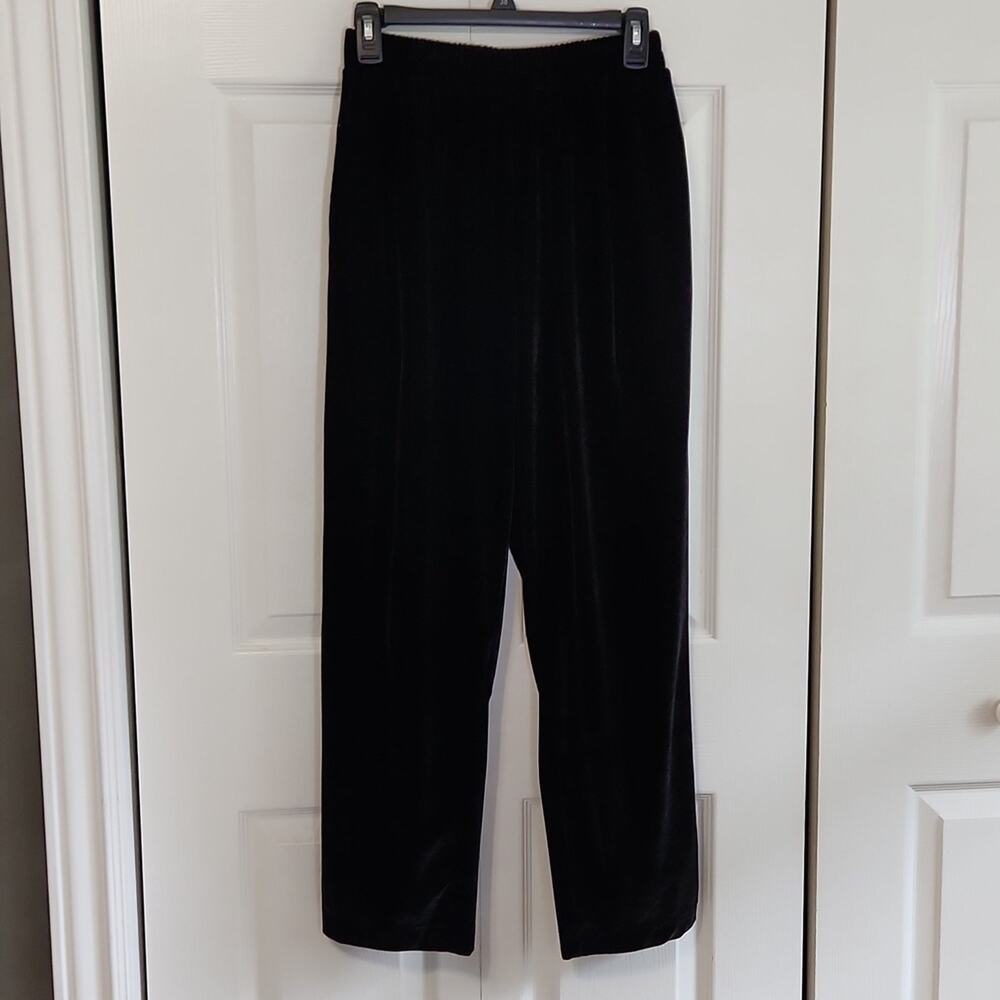 Vintage City Girl Nancy Bolen Women's Black Velvet Wide Leg Pants Size 2 Soft